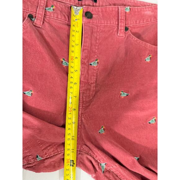 Talbots Stretch Corduroy Straight Leg Pants Mallard Embroidered Sz 10 - Picture 11 of 12